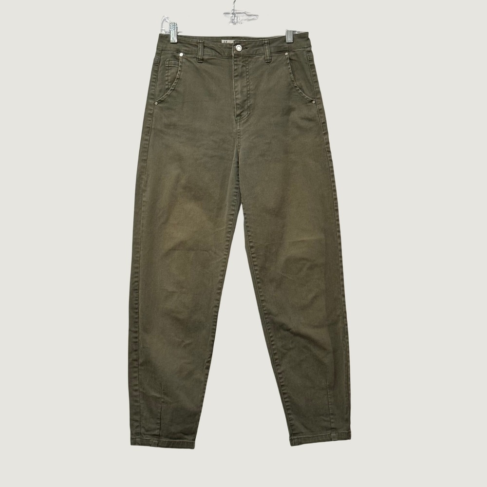 Tricot Pants Womens Small Olive Green TR080 High Waisted Tapered Leg Casual Pant